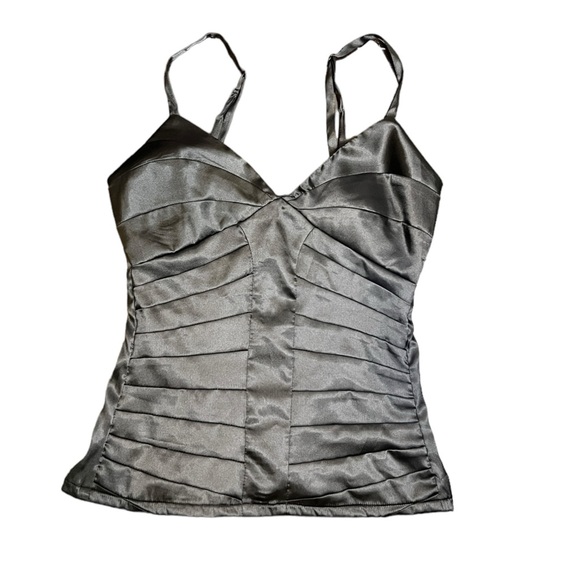 Y2K Forever 21 Satin Black Bandage Cami Top Size Medium - Picture 2 of 6